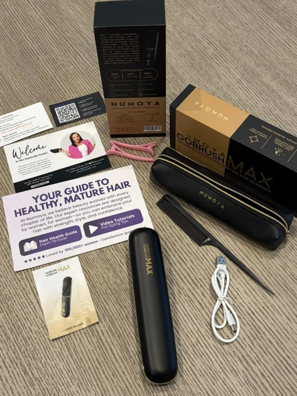 Numoya GoBrush Max Cordless Straightening Brush Hair Straightener
